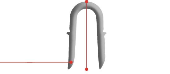 Silhouette of open U-NAIL hog ring staple