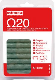 Blister pack &Omega;20 plasticized green - 1,000 hog ring staples APROX.