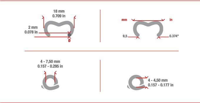 Mesures agrafe annelée A18 Coil