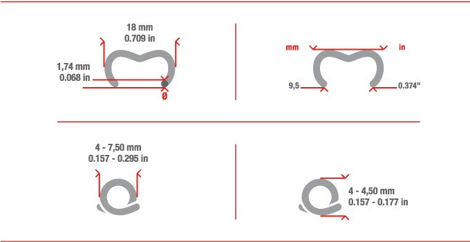 Mesures agrafe annelée A19 Coil
