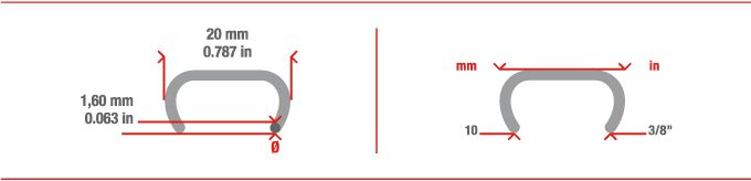 Mesures agrafe annelée C20
