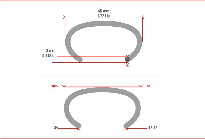 Mesures agrafe annelée CL50