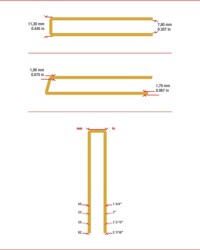 Measurements staple G6774
