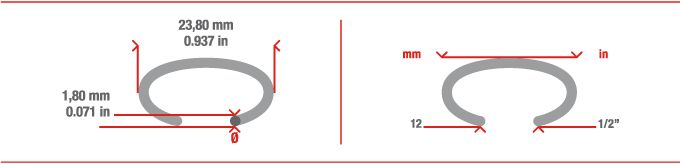 Mesures agrafe annelée CL24 / RT23